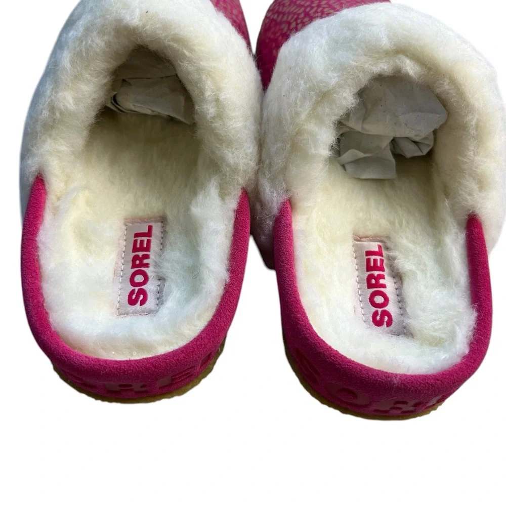Sorel NEW Youth Nakiska Slide II Cactus Pink/White Fuzzy Slipper Youth 3, 4, 5